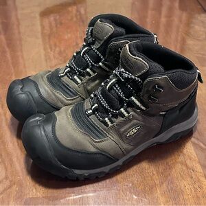 KEEN Women’s Ridge Flex Hiking Trails Work Waterproof Boots Brown Leather Size 5